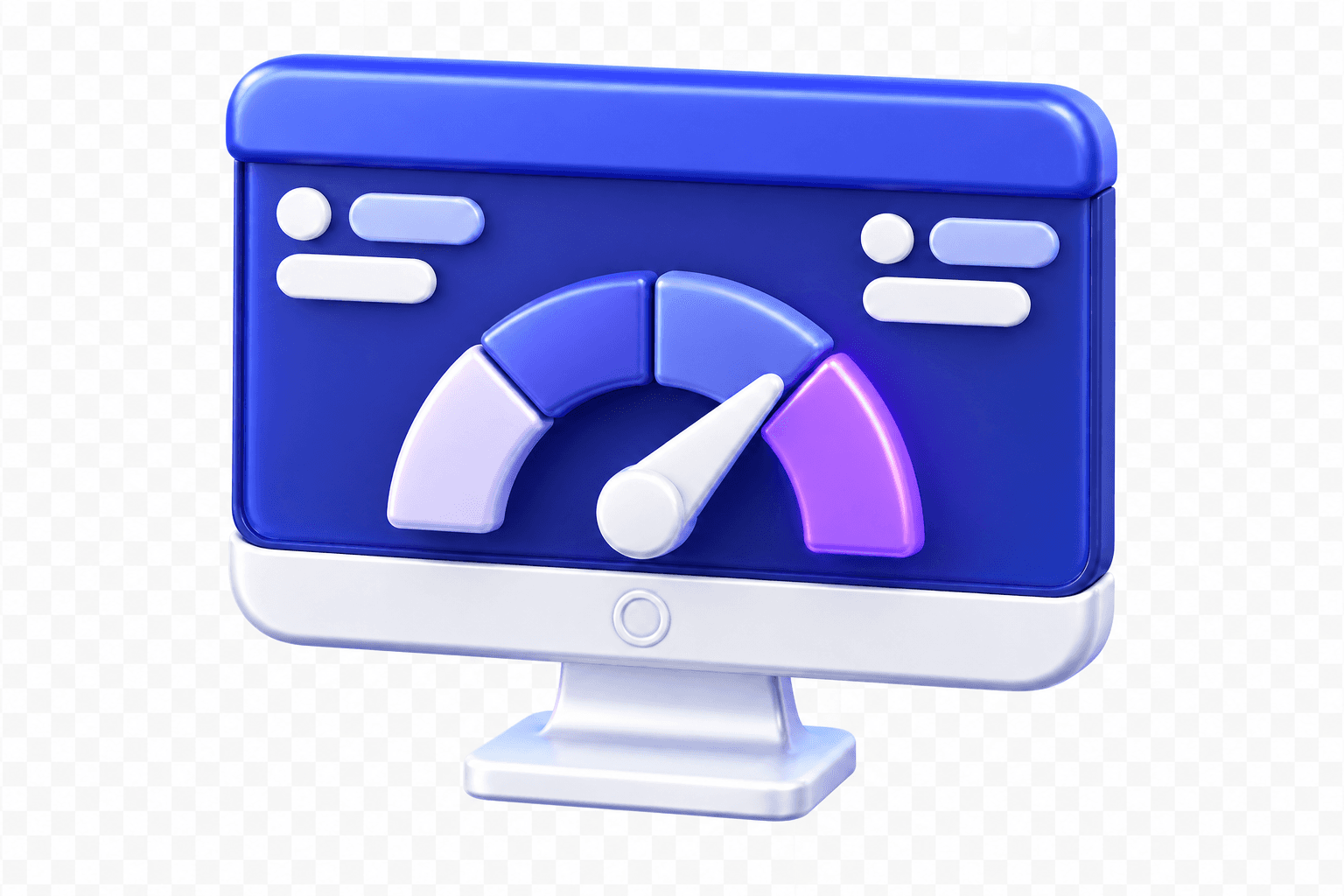 3D performance dashboard with a high-speed gauge